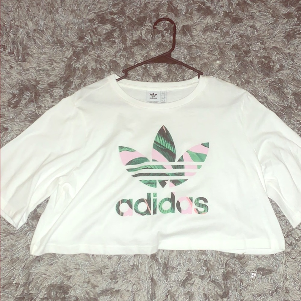 white cropped adidas shirt